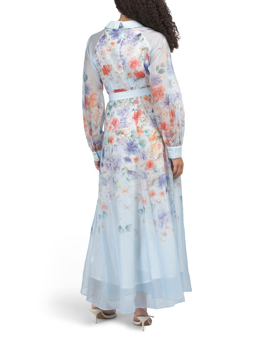 DALIA MACPHEE Long Sleeve Floral Maxi Dress