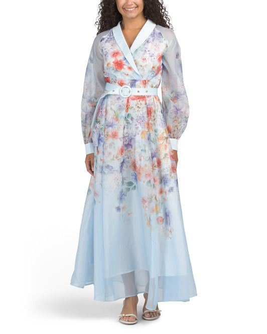 DALIA MACPHEE Long Sleeve Floral Maxi Dress