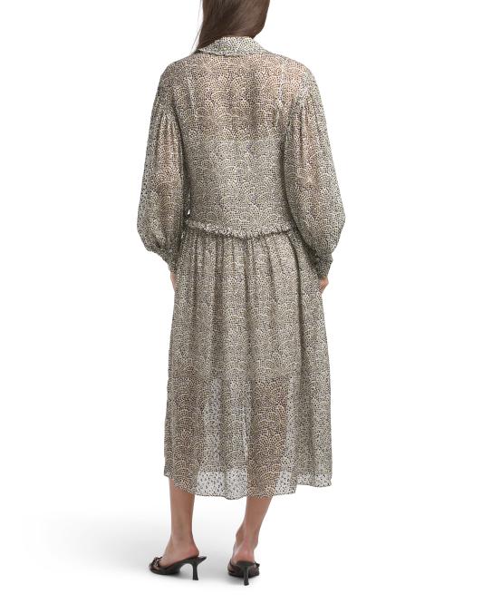 REBECCA TAYLOR Silk Blend Fleur Ruffle Dress