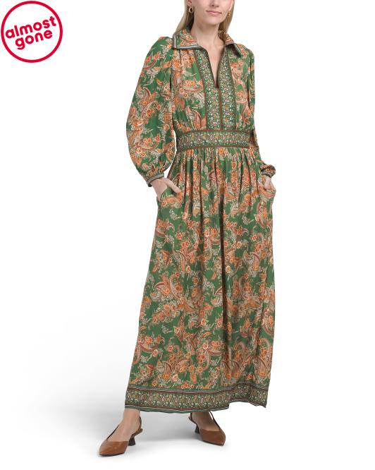 MAX STUDIO Three-quarter Sleeve Maxi Dress