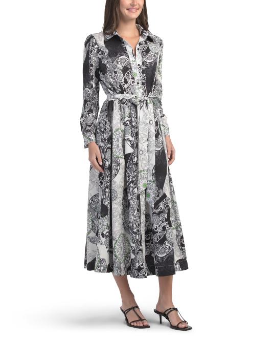 NANCY YANG Long Sleeve Shirt Dress