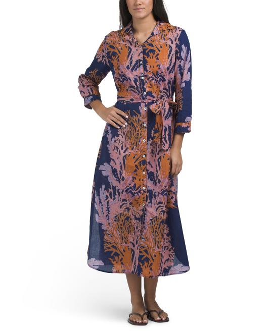 DEBBIE KATZ Lena Long Sleeve Cover-up Shirt Dress