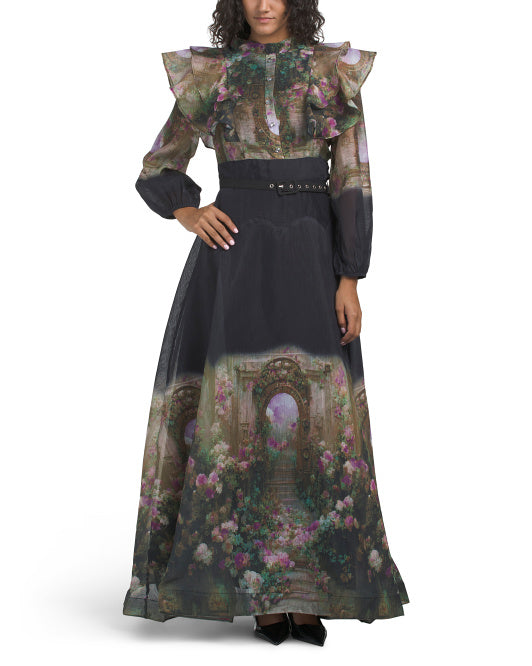 DALIA MACPHEE Long Sleeve Printed Dress