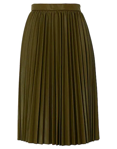 8 by YOOX Midi skirt PLEATED SKIRT
 Military green 55% Cotton, 45% Polyurethane