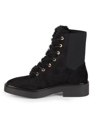 Stuart Weitzman
 Henley Chill Suede & Shearling Combat Boots