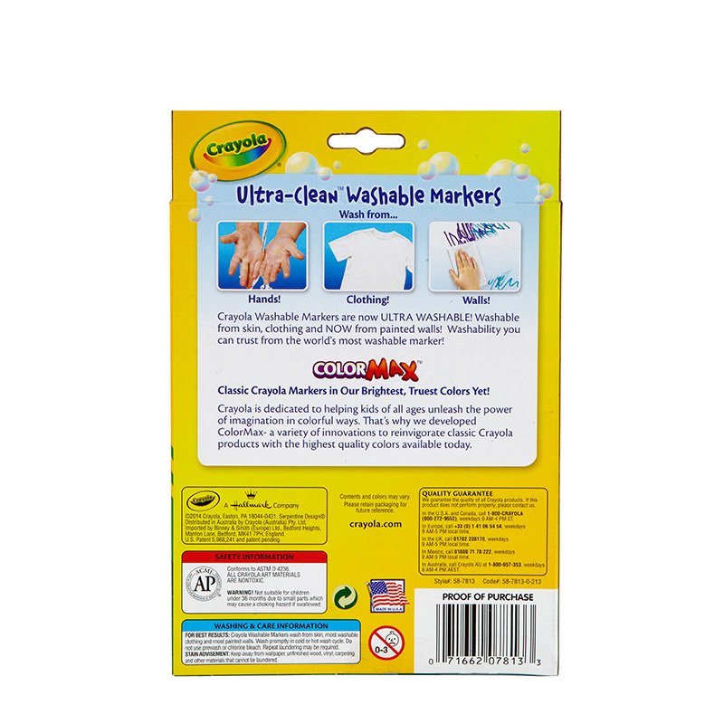 image 2 of Crayola Washable Marker Set, 12-Colors, Fine