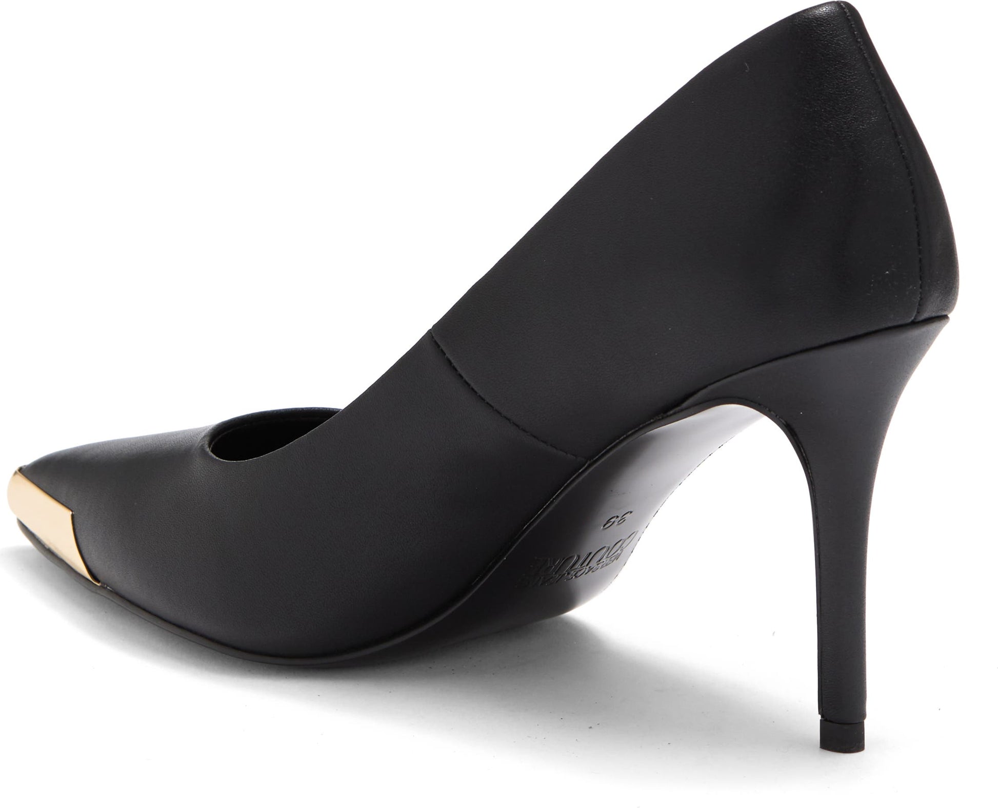 VERSACE JEANS Pointed Toe Slim Heel Pump, Main, color, BLACK