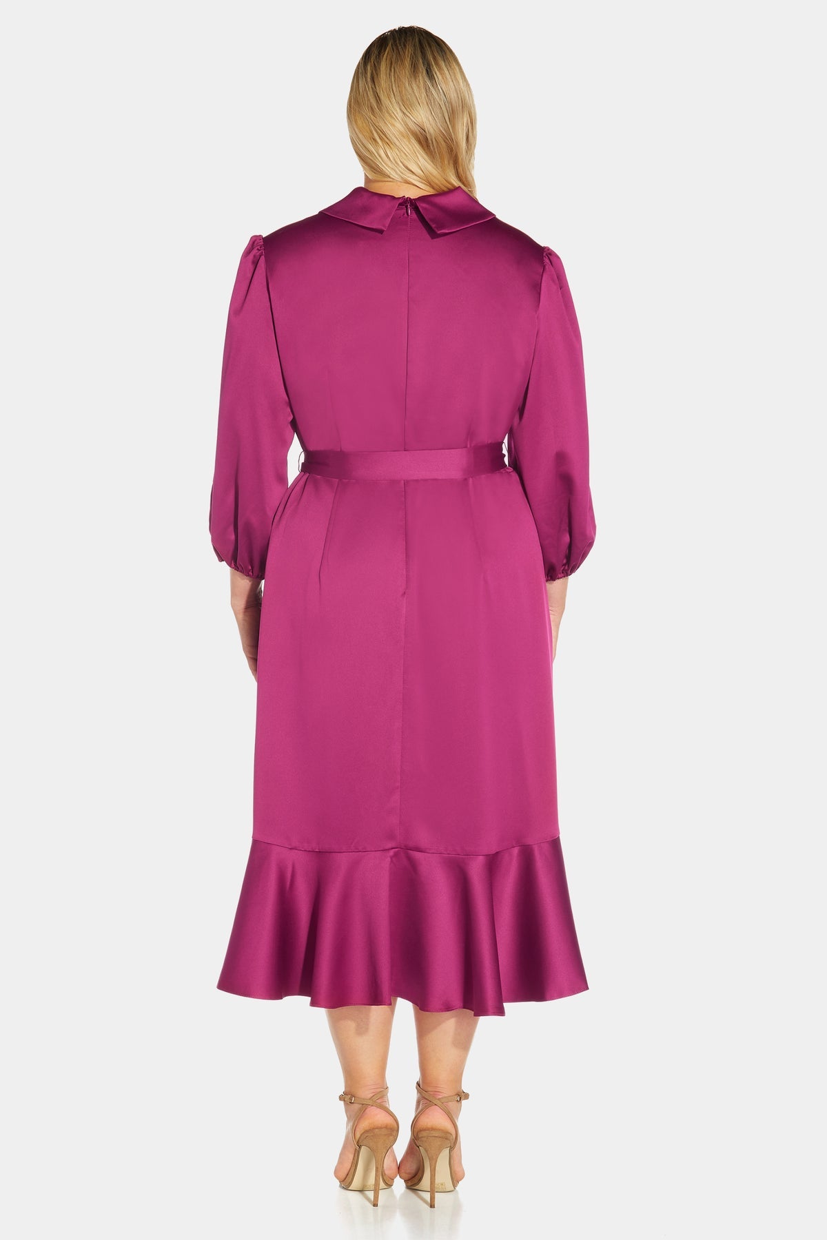 Satin Crepe Wrap Dress