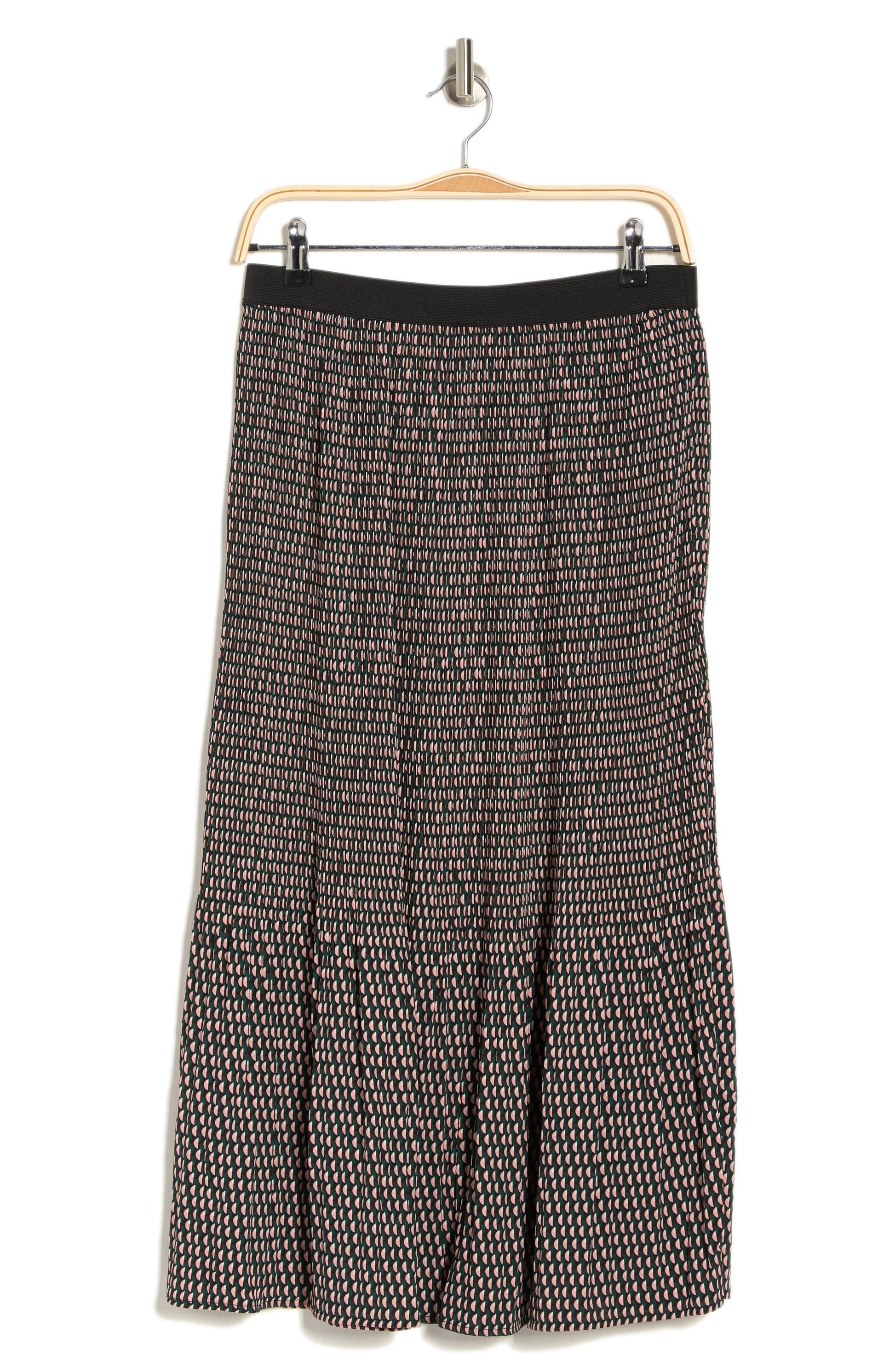 ADRIANNA PAPELL Woven Print Release Print Midi Skirt, Alternate, color, HUNTER SEMI CIRCLE INTERLOCK
